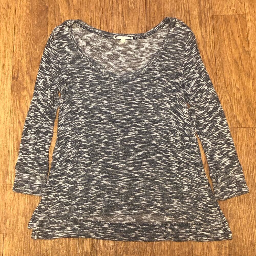 Joie Soft Blue White Sparkle Stripe Melange Marled Sweater Size Small